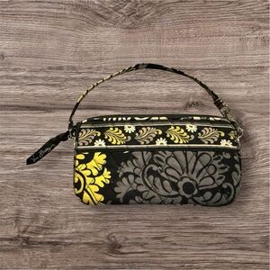 Vera Bradley Black and Yellow Floral Women's wristlet